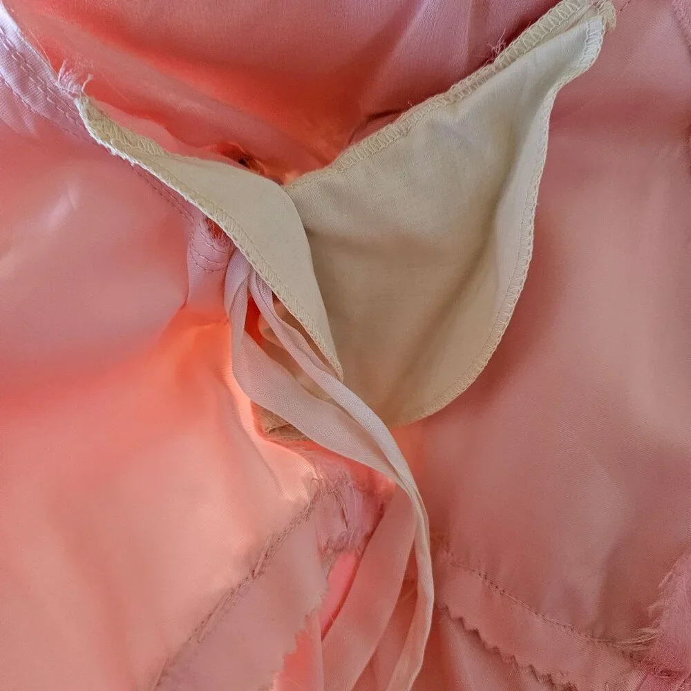 Vintage 60s 70s Light Pink Chiffon Princess Cocktail Evening Dress Gown L Large - Picture 13 of 14